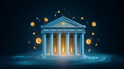 Classical Bank Pillars Digital Illustration
