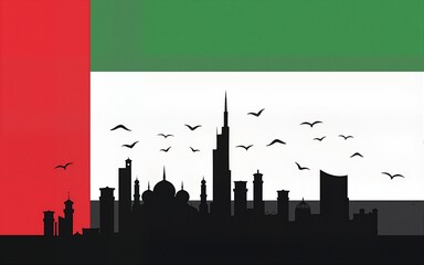 happy National day UAE. vector illustration flag and city. poster, banner.illustration. High quality