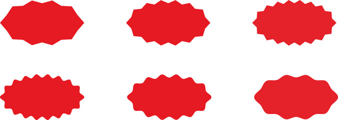 Set of sale sticker, price tag, starburst, sunburst badges, quality mark, sunburst badges, retro stars. Wavy edge. Star burst shape. Promo stickers with star edges. Sale or discount. Vector or PNG