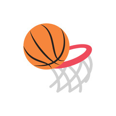 Basketball Scoring in Hoop Vector. Sports Icon Illustration for Game, Competition, and Team Play Design