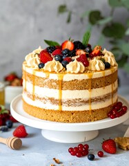 Delicious layered cake with fresh berries (1)