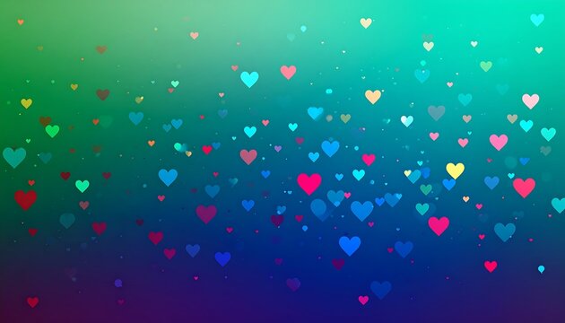 Abstract hearts on a vibrant gradient background