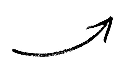 Hand draw brush stroke arrow isolated on transparent background