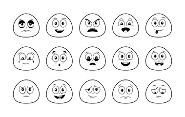 collection shows various face emoji different emotions and moods
