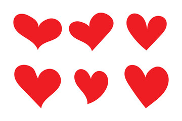 set of heart vector icons in simple flat design representing love care romance and affection concept ideal for valentine wedding and relationship themed design