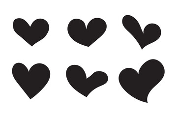 set of heart vector icons in simple flat design representing love care romance and affection concept ideal for valentine wedding and relationship themed design