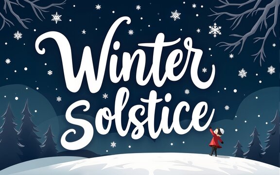 winter solstice lettering vector typography. hand drawn calligraphy winter soltice enjoy the longest night letter for background poster banner. isolated illustration. High quality