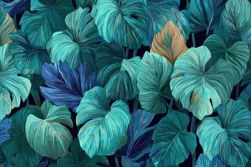 Vibrant Tropical Leaf Pattern Design