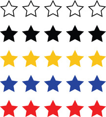 Review stars set isolated on transparent background