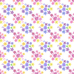 Seamless pattern minimalist repeating background with flowers. Fabric wallpaper print texture. Perfectly for backdrop, wrapped paper, linen.