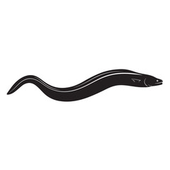 Obraz premium black and white silhouette vector of eel with white background