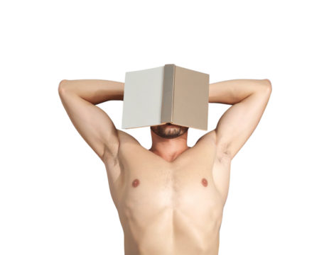 Man Lying on Beach Towel Reading Hardcover Book, Top-Down Angle, isolated transparent background png