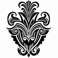 Classic vintage damask ornament with floral scrollwork design.