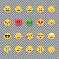 
Emojis mixed collection isolated on transparent background