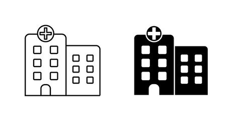 Hospital Architecture Pictogram – Outline and Solid Variant