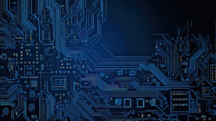 Abstract Circuit Board Design In Dark Blue