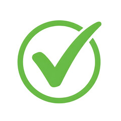 Green check mark in a circle isolated on transparent background for web design