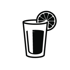 Glass of juice with a citrus slice icon.