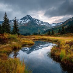 Fototapeta premium untouched Alaskan wilderness landscape wallpaper