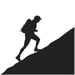 Person hiking volcanic slope silhouette