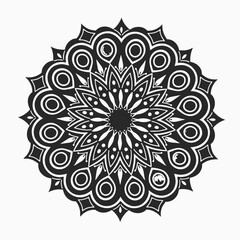 Intricate black and white circular mandala pattern 1.