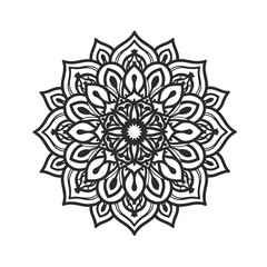 Intricate Black and White Circular Mandala Pattern.