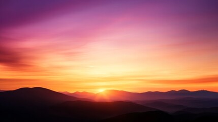 Obraz premium Dramatic sunset over mountain range scenic nature landscape vibrant sky peaceful environment wide-angle view tranquil concept for relaxation