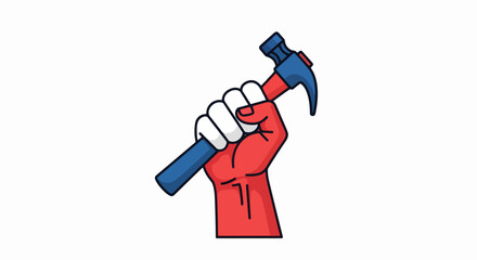 Obraz premium Stylized illustration of a raised fist holding a hammer.