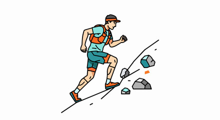 Trail Runner Ascending Uphill Path Illustration.