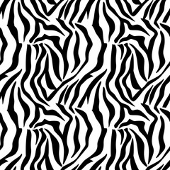 Fototapeta premium Seamless pattern: black and white zebra stripes, skin.