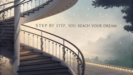 Inspirational Spiral Stairs with Dreamy Background and Soft Lighting