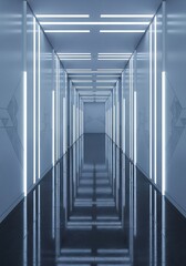 Fototapeta premium Futuristic corridor with illuminated walls