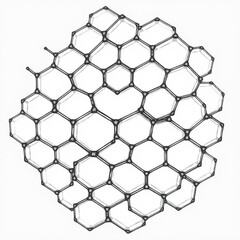 Minimilist illustration of interconnected hexagonal shapes forming a complex geometric pattern with dark nodes vector