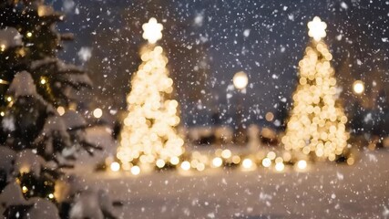 Christmas tree snow falling background christmas holiday season winter scene festive - Powered by Adobe