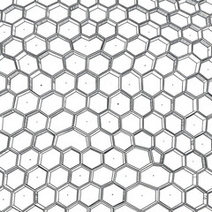 Minimilist hand drawn honeycomb pattern with black outlines and small dots inside each cell creating an abstract design vector