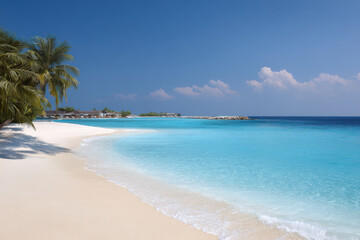 Fototapeta premium refreshing breeze tousles your hair while you gaze at sparkling ocean of maldives