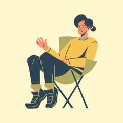 Illustration of an Camping Adventure Woman Drinking