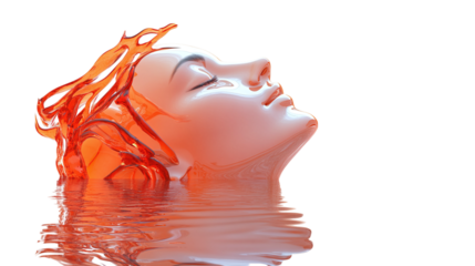 woman face statue isolated on transparent background 