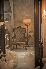 Fototapeta premium Vintage Gothic Interior with Candles and Antique Décor