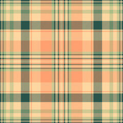 Many check pattern plaid, idyllic texture background textile. Calm vector seamless tartan fabric in orange and teal colors.