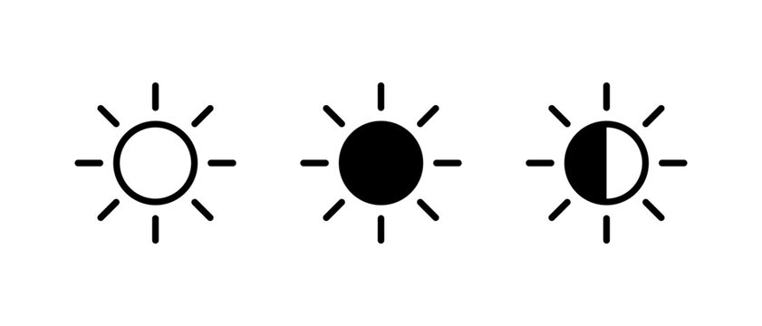 Daylight and brightness icon collection. Light and contrast symbol