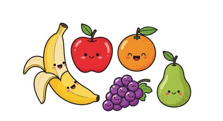 Kawaii Fruit Friends: Happy and Healthy Cartoon Collection