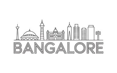 Obraz premium Bangalore Cityscape Outline with Buildings and Landmarks A Modern Minimalist Design of the Indian City Silhouette