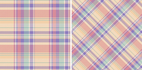 Check seamless texture of pattern fabric tartan with a textile background vector plaid. Set in trendy colors. Neutral color palette.