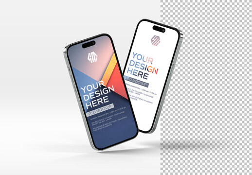Two Isolated Smartphones With Shadows Mockup