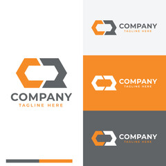 monogram CR bold logo symbol icon flat stock vector design