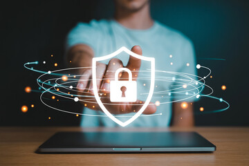 Conceptual representation of digital security and cybersecurity protects data privacy online