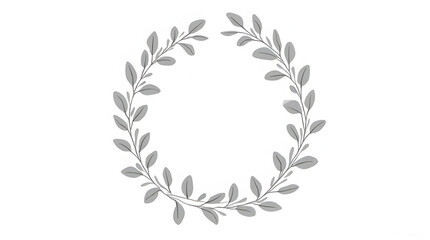 Creating a Wreath with Gray Leaves on White Background