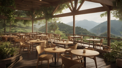 Fototapeta premium A cafe with a beautiful view