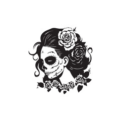 Sugar Skull Woman Illustration – Day of the Dead Dia de los Muertos Vector